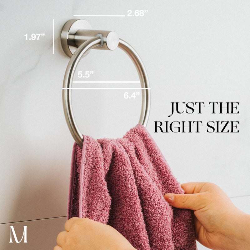 Marmolux Acc Brushed Towel Ring for Bathroom - Hand Towel Holder for Bathroom Wall - SUS304 Stainless Steel Bathroom Towel Rack Hardware Set. - Image 3